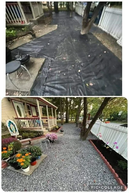 Grading and land clearing before and after
